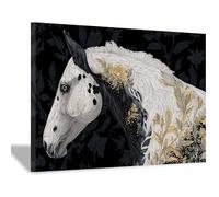 HUYEEI Black White Abstract Art Canvas Paintings Decorated horse Grey Neutral Wall Art for Living Room, For Bathroom Hallway, bedroom etc.(black and white95)-60x80cm Framed