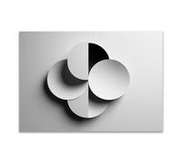 HUYEEI Black White Abstract Art Canvas Paintings, Geometric Circle, Grey Neutral Wall Art for Living Room, For Bathroom Hallway, bedroom etc.(Black and White)-50x70cm Unframed