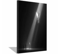 HUYEEI Black White Abstract Art Canvas Paintings Light Descending Upon the World Grey Neutral Wall Art for Living Room, For Bathroom Hallway, bedroom etc.(black and white)-70x100cm Framed