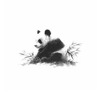 HUYEEI Black White Abstract Art Canvas Paintings Panda Sitting Grey Neutral Wall Art for Living Room, For Bathroom Hallway, bedroom etc.(black and white75)-70x100cm Unframed