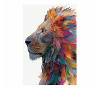 HUYEEI Canvas Print Wall Art Colorful Feathers Lions Abstract Animal Paintings, Suitable for living room, bedroom, for Kids Room Decoretc.(multicolored41)-40x60cm Unframed