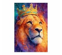 HUYEEI Canvas Print Wall Art Crowned Lions King Abstract Animal Paintings, Suitable for living room, bedroom, for Kids Room Decoretc.(yellow101)-20x30cm Unframed