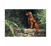 HUYEEI Canvas Print Wall Art Dogs standing by stone Abstract Dog Animal Paintings, Suitable for living room, bedroom, for Kids Room Decoretc.(green189)-20x30cm Unframed