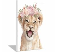 HUYEEI Canvas Print Wall Art Floral Lions Abstract Animal Paintings, Suitable for living room, bedroom, for Kids Room Decoretc.(brown191)-60x80cm Framed