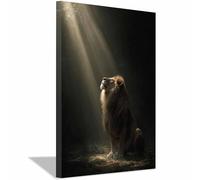 HUYEEI Canvas Print Wall Art Lions in the Light Abstract Animal Paintings, Suitable for living room, bedroom, for Kids Room Decoretc.(brown36)-60x80cm Framed