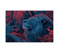 HUYEEI Canvas Print Wall Art Lions lurks within the woods Abstract lion Paintings, Suitable for living room, bedroom, for Kids Room Decoretc.(blue151)-70x100cm Unframed