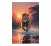 HUYEEI Canvas Print Wall Art Walking Water Lions Abstract Animal Paintings, Suitable for living room, bedroom, for Kids Room Decoretc.(black and white161)-20x30cm Unframed