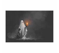 HUYEEI Canvas Print Wall Ghosts Holding Candle Art Halloween Abstract Canvas Prints Painting for Living Room Bedroom Home Decorations(grey128)-20x30cm Unframed