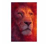 HUYEEI Canvas Wall Art Flame-maned Lions Picture Wildlife Painting, Animal Canvas Artwork Modern Home for living room, bathroom, etc.(Burning Orange107)-40x60cm Unframed