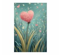 HUYEEI Canvas Wall Art Mural, Heart Velvet Flower, Love Heart Pattern Print For Living Room Hotel Restaurant Office Home Decor Poste(pink)-80x120cm Unframed