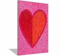 HUYEEI Canvas Wall Art Mural, Pink Heart Blooms, Love Heart Pattern Print For Living Room Hotel Restaurant Office Home Decor Poste(red)-50x70cm Framed
