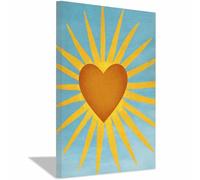 HUYEEI Canvas Wall Art Mural, Sunbursts Heart Decor, Love Heart Pattern Print For Living Room Hotel Restaurant Office Home Decor Poste(yellow)-30x50cm Framed