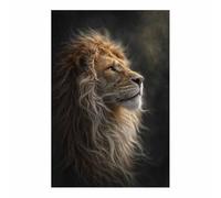 HUYEEI Canvas Wall Art Side-maned Lions Picture Wildlife Painting, Animal Canvas Artwork Modern Home for living room, bathroom, etc.(brown102)-20x30cm Unframed
