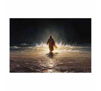 HUYEEI Canvas Wall Art Water moves through thes night. Christian Jesus Religious Pictures Painting Decor Modern Artwork Prints Home Decor for Bedroom Living Room(black137)-40x60cm Unframed