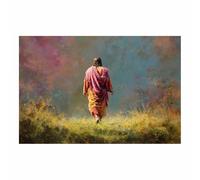 HUYEEI Christians Spiritual Wall Decor Pictures Walking ons thes Meadow Painting Print, Religions Poster Artwork for Living Room Bedroom Church Home Decor(multicolored24)-60x90cm Unframed