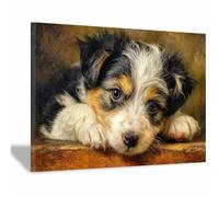 HUYEEI Dog Canvas Wall Art Dogs Resting Lying Down art prints and posters, Suitable for Living Room Bedroom Decor Kid's Room Wall Decoration(black198)-70x100cm Framed