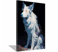 HUYEEI Dog Pictures For Wall Border Collie Drawing art prints and posters, Suitable for Living Room Bedroom Decor Kid's Room Wall Decoration(white70)-70x100cm Framed