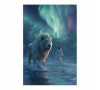 HUYEEI Jesus Canvas Wall Art Print Following the Whitess lions God Posters Catholic Artwork Trendy Living Room Home Bathroom Apartment Office Decor(blue)-70x100cm Unframed