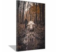 HUYEEI Jesus Canvas Wall Art Print forests Goat's Path God Posters Catholic Artwork Trendy Living Room Home Bathroom Apartment Office Decor(black)-60x80cm Framed