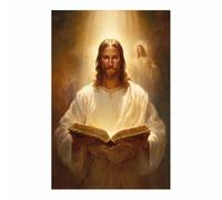 HUYEEI Jesus Canvas Wall Art Print Holy Scroll-Bearing God Posters Catholic Artwork Trendy Living Room Home Bathroom Apartment Office Decor(white)-40x60cm Unframed