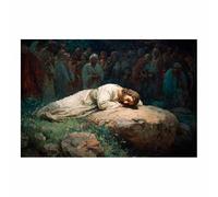 HUYEEI Jesus Canvas Wall Art Print Lying ons a stone God Posters Catholic Artwork Trendy Living Room Home Bathroom Apartment Office Decor(white39)-70x100cm Unframed