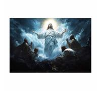 HUYEEI Jesus Canvas Wall Art Print Manifesting thes Saints God Posters Catholic Artwork Trendy Living Room Home Bathroom Apartment Office Decor(blue09)-20x30cm Unframed