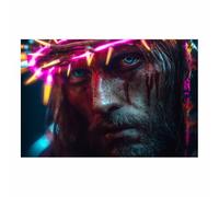 HUYEEI Jesus Canvas Wall Art Print Neon thorns God Posters Catholic Artwork Trendy Living Room Home Bathroom Apartment Office Decor(multicolored29)-20x30cm Unframed