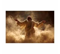 HUYEEI Jesus Canvas Wall Art Print The Holy One appears in thes clouds God Posters Catholic Artwork Trendy Living Room Home Bathroom Apartment Office Decor(beige89)-40x60cm Unframed