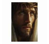HUYEEI Jesus Canvas Wall Art Print Thorn-Crowned Countenance God Posters Catholic Artwork Trendy Living Room Home Bathroom Apartment Office Decor(white)-20x30cm Unframed