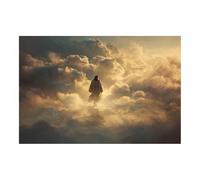 HUYEEI Jesus Canvas Wall Art Print Water moves withs s clouds. God Posters Catholic Artwork Trendy Living Room Home Bathroom Apartment Office Decor(beige149)-70x100cm Unframed