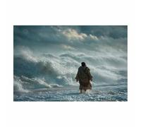 HUYEEI Jesus Canvas Wall Art Water moves against thes current. large mural decoration,Catholic home decor for Church Office Living Room Bathroom Inspiration Room(blue135)-20x30cm Unframed