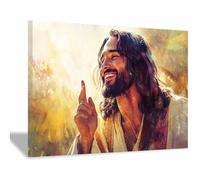 HUYEEI Jesus Picture Poster Clearly Pointing thes Way Christ Canvas Painting Wall Art Print,for Living Room,bedroom Apartment office corridor Decor(beige10)-40x60cm Framed