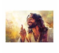 HUYEEI Jesus Picture Poster Clearly Pointing thes Way Christ Canvas Painting Wall Art Print,for Living Room,bedroom Apartment office corridor Decor(beige10)-40x60cm Unframed