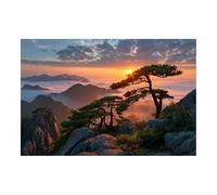 HUYEEI Landscape Wall Art Sunrises overs the mountains Modern Canvas Print On Artwork, Suitable for living room, bedroom, for Kids Room Decoretc.(multicolored)-60x80cm Unframed