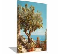 HUYEEI Landscape Wall Art Terrace in the Oranges Grove Modern Canvas Print On Artwork, Suitable for living room, bedroom, for Kids Room Decoretc.(green)-40x60cm Framed