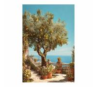 HUYEEI Landscape Wall Art Terrace in the Oranges Grove Modern Canvas Print On Artwork, Suitable for living room, bedroom, for Kids Room Decoretc.(green)-70x100cm Unframed