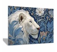 HUYEEI lion Canvas Wall Art Lions concealed in thickets posters & prints, Suitable for Living Room Bathroom Bedroom Home Wall Decoration(white134)-70x100cm Framed
