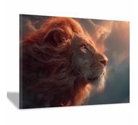 HUYEEI lion Pictures For Wall Lions Facing the windss art prints and posters, Suitable for Living Room Bedroom Decor Kid's Room Wall Decoration(orange93)-60x80cm Framed