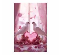 HUYEEI Love Heart Pictures Canvas Painting, Doves Heart Roses, For Living Room Bedroom Office Wall Painting Print On Poster Photo Home Decorations(pink)-20x30cm Unframed