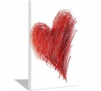 HUYEEI Love Heart Pictures Canvas Painting, Red Wax Heart, For Living Room Bedroom Office Wall Painting Print On Poster Photo Home Decorations(red)-80x120cm Framed