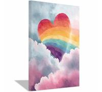 HUYEEI Love Mural, Colorful Heart Rainbow, Canvas Poster Wall Art Print Love Themed Picture for living room, bedroom, Teen Girls(yellow)-30x50cm Framed