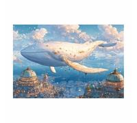 HUYEEI marine animals Canvas Wall Art Whale Floating Citys Canvas Prints Posters Modern Artwork for Livings Room Bedroom Bathroom Home Office(white)-40x60cm Unframed