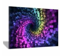 HUYEEI Modern Abstract Art Painting Colored block swirl Canvas Wall Art Picture Print,for Office Living Room Bedroom Bathroom Home Wall Decor(Purple;23)-60x80cm Framed