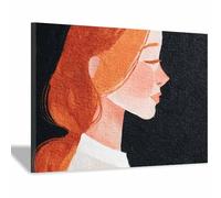 HUYEEI Modern Abstract Art Painting Profile woman Canvas Wall Art Picture Print,for Office Living Room Bedroom Bathroom Home Wall Decor(brown28)-60x80cm Framed