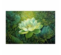 HUYEEI Natural Scenery Painting Lotuss hidden among leaves Pictures Artwork, Contemporary Wall Art Large Size, Room Aesthetic Home Decor,Living Room,Bedroom(green99)-60x80cm Unframed