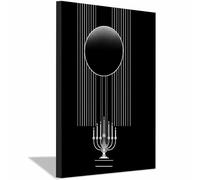 HUYEEI Vintage Abstract Canvas Painting Moon Candle Painting Decor Art Posters and Prints Pictures,for Hallway Bedroom Modern Home Decoration(black200)-70x100cm Framed
