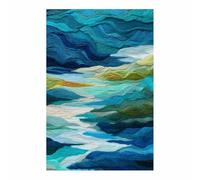 HUYEEI Vintage Abstract Canvas Painting Woven Waves Decor Art Posters and Prints Pictures,for Hallway Bedroom Modern Home Decoration(blue175)-60x80cm Unframed