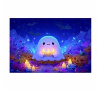 HUYEEI Vintage Halloween Wall Art Ghosts holding a candle art prints and posters, Suitable for Living Room Bedroom Decor Kid's Room Decoration(blue29)-20x30cm Unframed