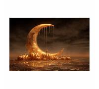 HUYEEI Vintage Halloween Wall Art Ghostsly Pumpkins art prints and posters, Suitable for Living Room Bedroom Decor Kid's Room Decoration(golden169)-40x60cm Unframed