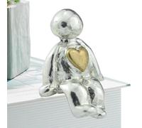 Huyeruie Electroplated Sculpture,Silver Family Members Memorial Statue | Vivid and Interesting Decoration Supplies for Living Room, Porch, TV Cabinet, Study Room, Bedroom